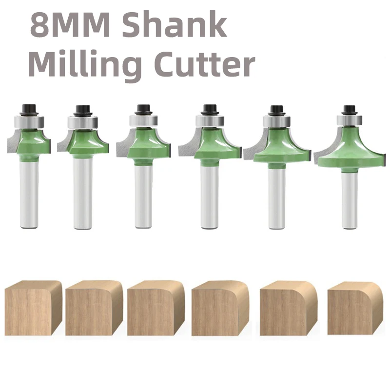 

6Pcs 8MM Shank Cutter Router Drill Bit, Woodworking Milling Cutter, Tipped Roundingover Router Bit for Woodworking Processing