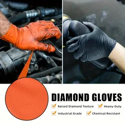 Pack 20/50pcs 8 Mil Nitrile Gloves-Heavy Duty Mechanic Gloves, With  Grip - Powder And Latex Free Disposable Gloves Black Orange