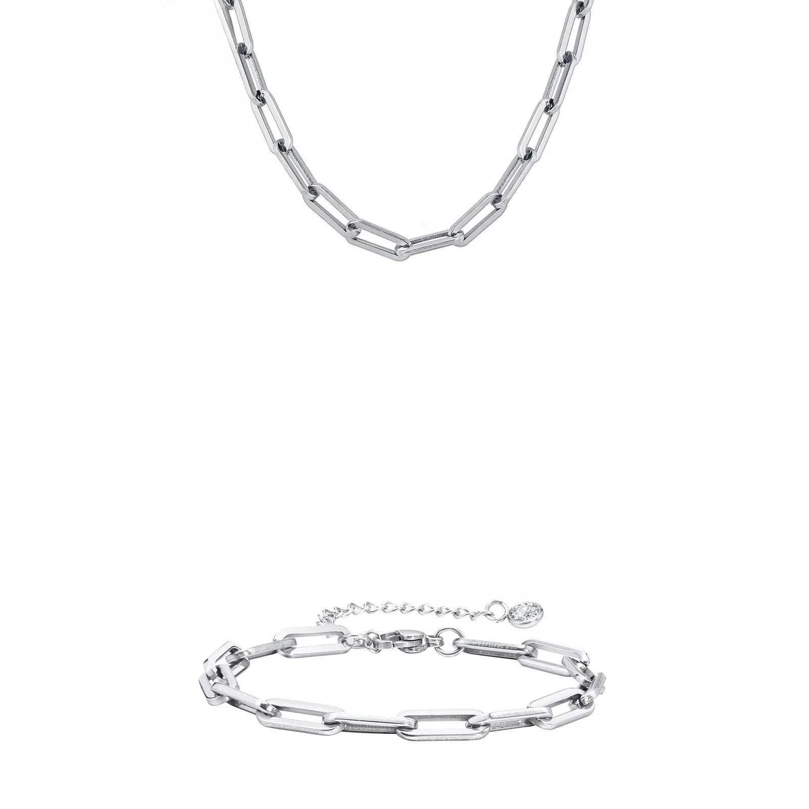 

Stainless Steel Layering Neck Jewelry for Women, Hip Pop Necklace 5mm ,Paperclip Chain Necklace