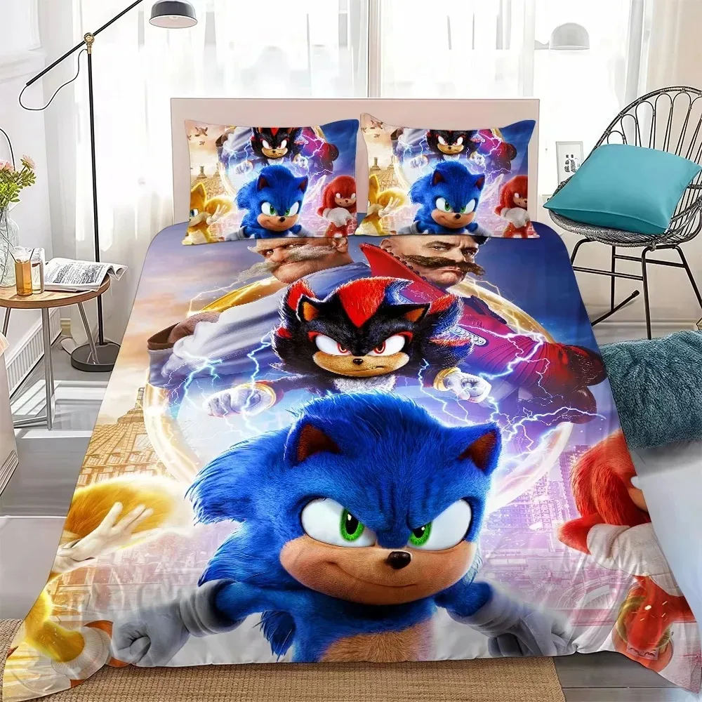 The Movie H-Hedgehog S-SonicES 3 Duvet Cover Set Soft Wash Cotton Bed 2/3pcs Summer Comfortable Student Dormitory Home Bedding