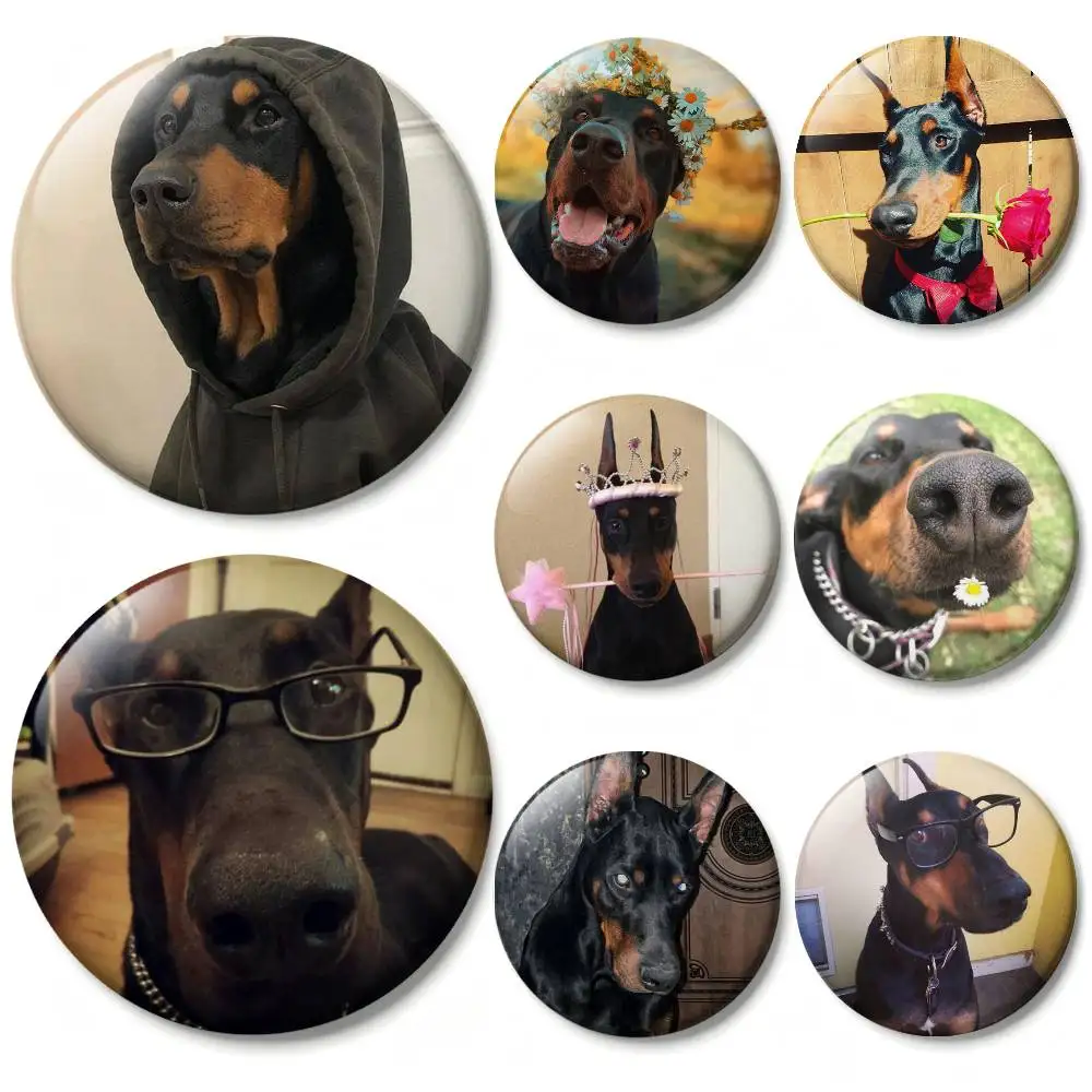 Pet D-Doberman Pinscher Laser Badge Applicable For Backpack Clothes Hats Decor Creative Accessories