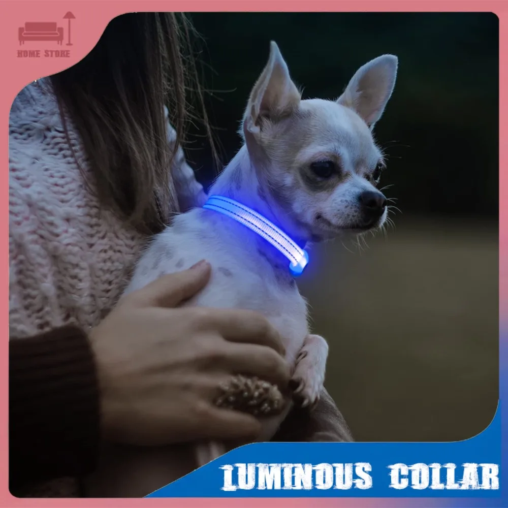 

Glow Dog Collar Reflective Nylon USB Rechargeable Pet Accessories Walk The Dog Flashing Light Night Safety Exclusive Pet Lovers