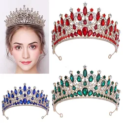 KMVEXO Bridal Headwear Blue Green Lady Fashion Wedding Princess Rhinestone Classic Tiaras Girl Romantic Birthday Crown
