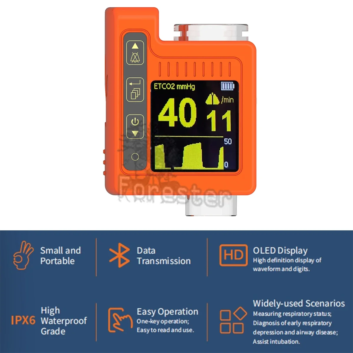 Portable Real-time Capnograph EtCO2 Monitor measuring of EtCO2 and Respiratory Rate End-Tidal Carbon Dioxide Veterinary clinic