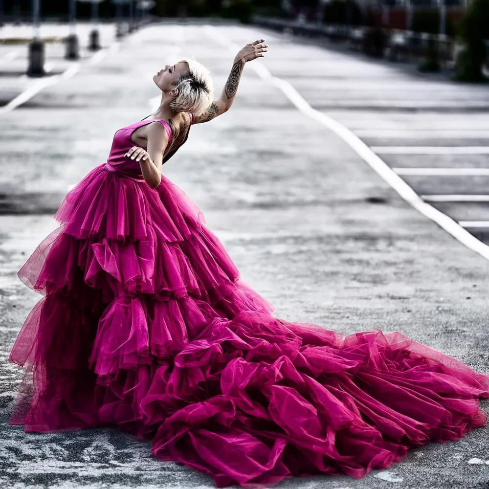 Elegancka, olśniewająca fioletowa suknia balowa na studniówkę, dekolt w serek, warstwowa, szyta na miarę, na specjalną okazję, formalna suknia wieczorowa, długa suknia maxi.