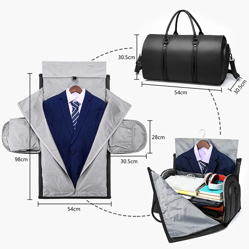 

Folding Travel Suitcase Bag Large Capacity Leather-Like Hand Luggage Organizer Short Trip Durable Tote for Business Storage Bag