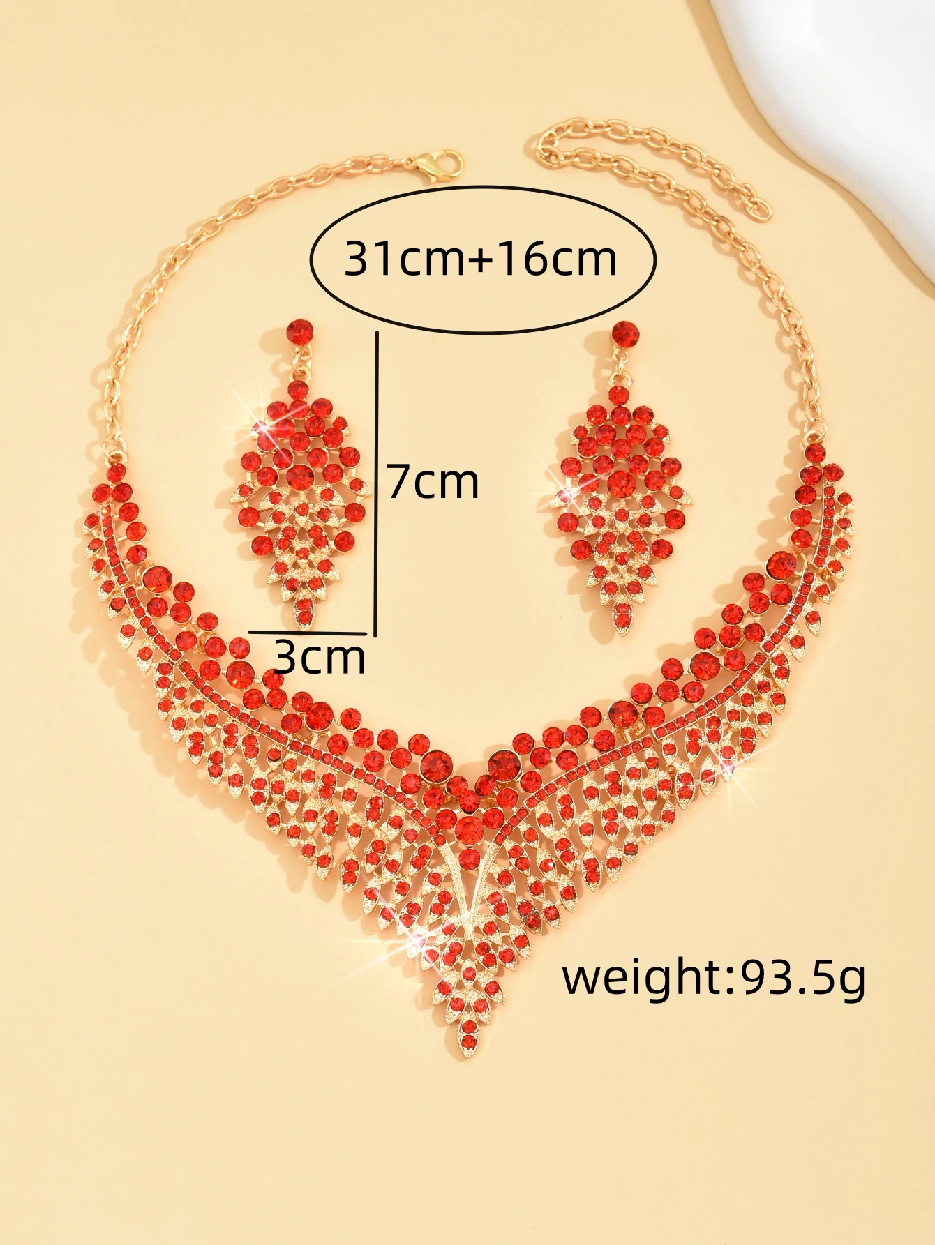 3PC Women\'s Fashion Starry Leaf Embellishments Necklace Earrings Jewelry Set Wedding Banquet Party Festival Gift 8884
