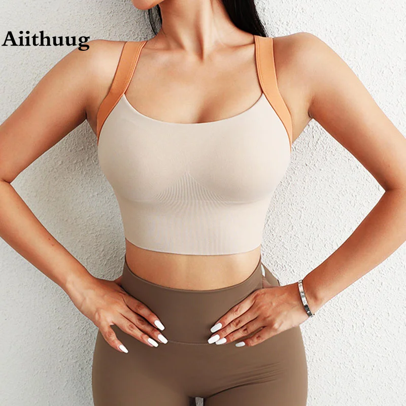 

Aiithuug Crisscross Back Yoga Bras with Build In Cup Soft Gym Workout Bra Fitness Top Yoga Crop Top Sports Tops Active Wear Crop