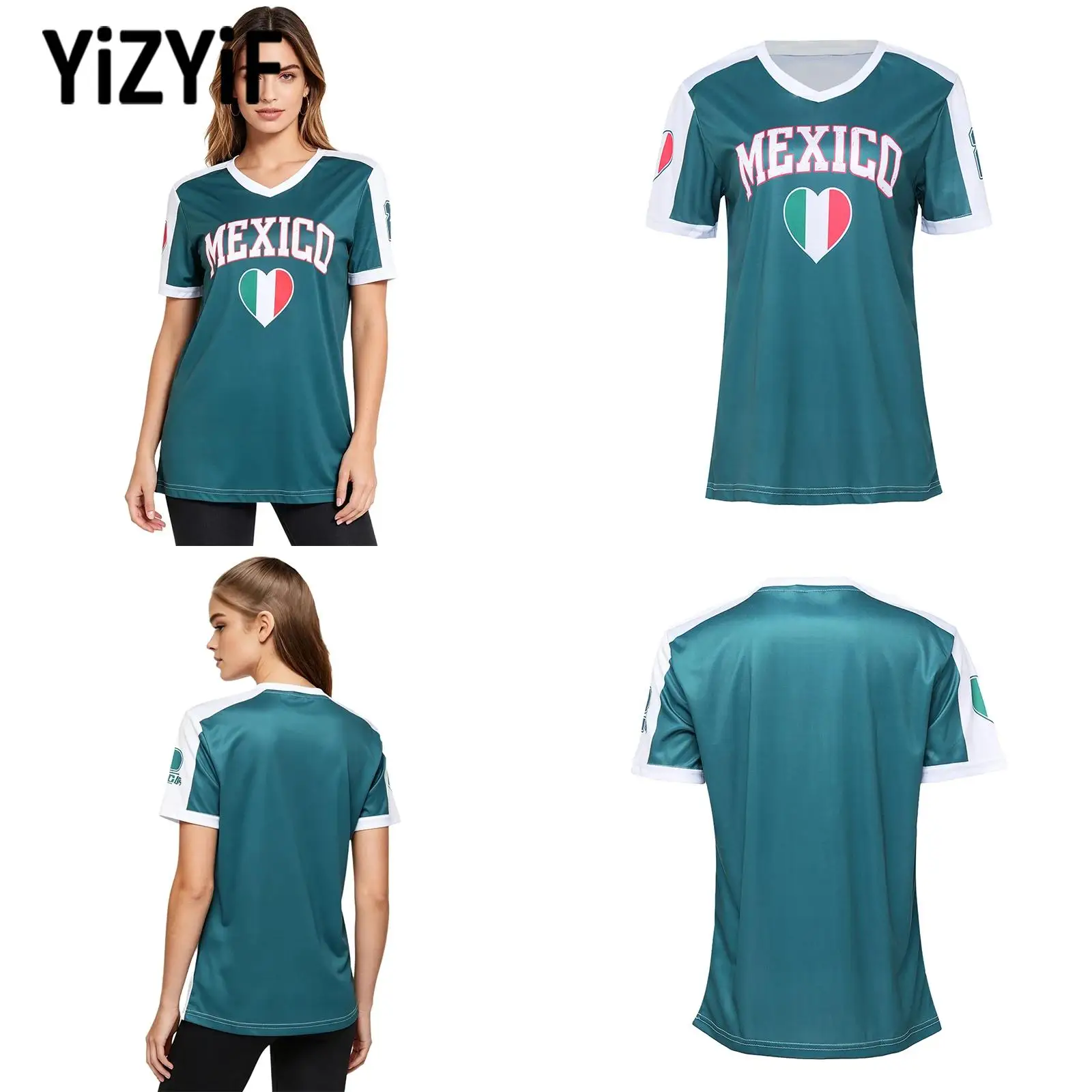 

Women Fashionable Letter Print Jersey Short Sleeve V Neck Breathable Quick Dry Athletic T Shirt Summer Lightweight