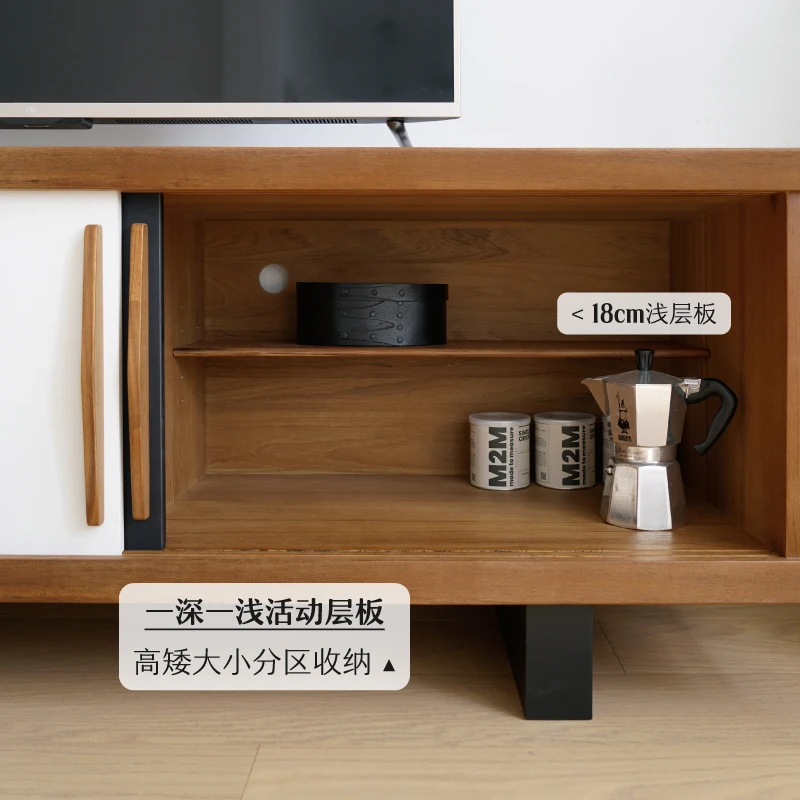 Pellion خزانة تلفزيون الشمال الرجعية خشب الساج غرفة المعيشة في القرون الوسطى شقة صغيرة تلفزيون خزانة تخزين الباب المنزلق #3