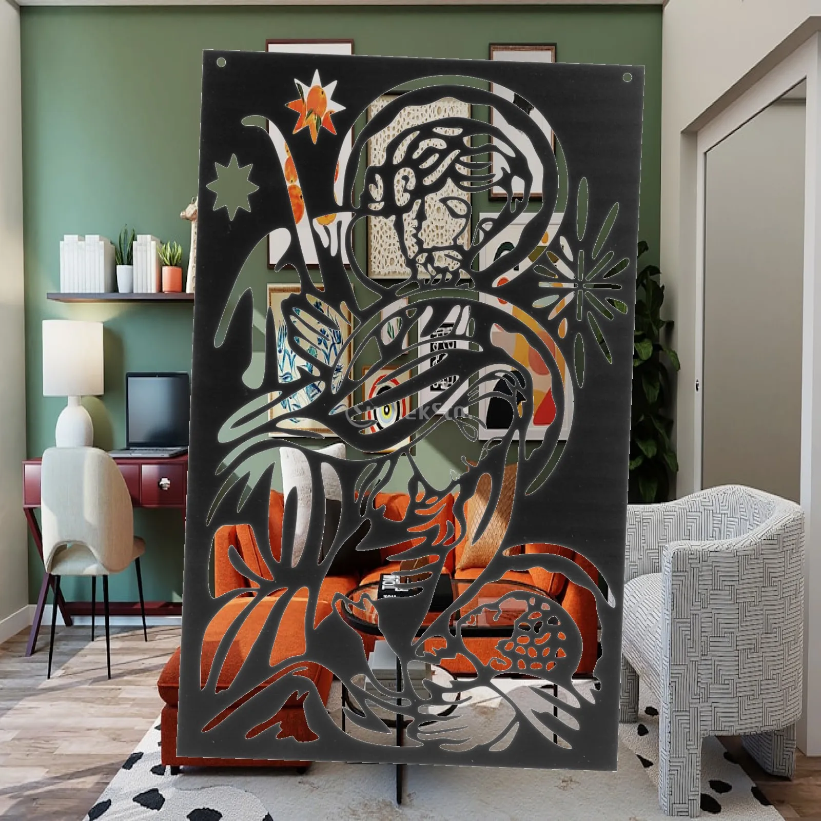 Metal Wall Decor, Creative Sculpture Black Artwork, Aesthetic Cutout Ornaments