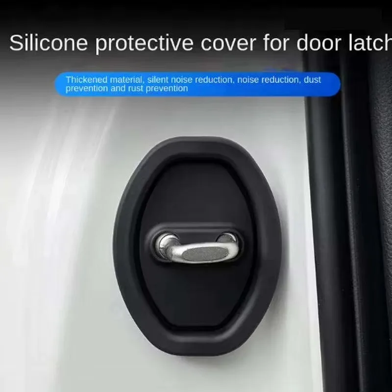 4pcs Door Lock Silicone Bumper Pad Universal Car Door Lock Cushion Anti-Collision Shock Absorbing Protective Cover