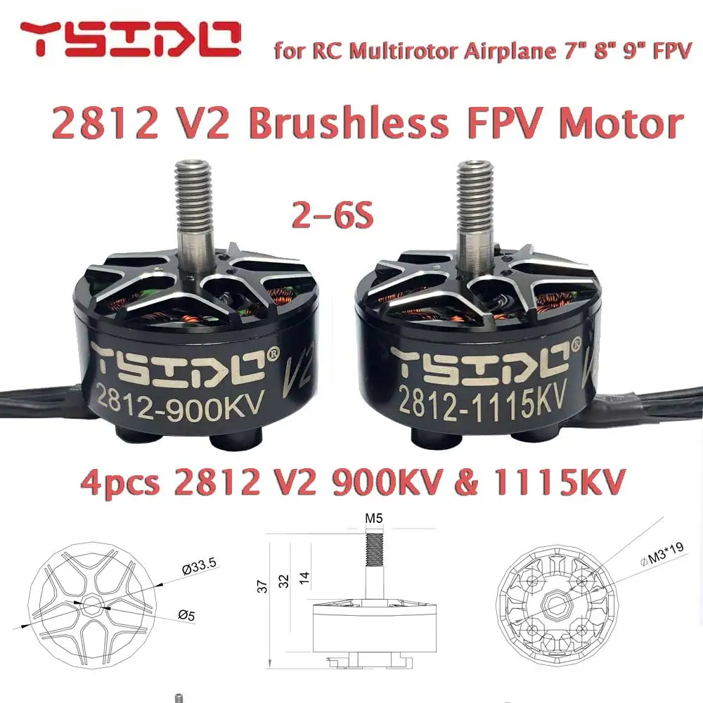 2812 V2 Brushless FPV Motor 900KV 1115KV 3-6S 4mm Shaft for RC Multirotor Airplane 7