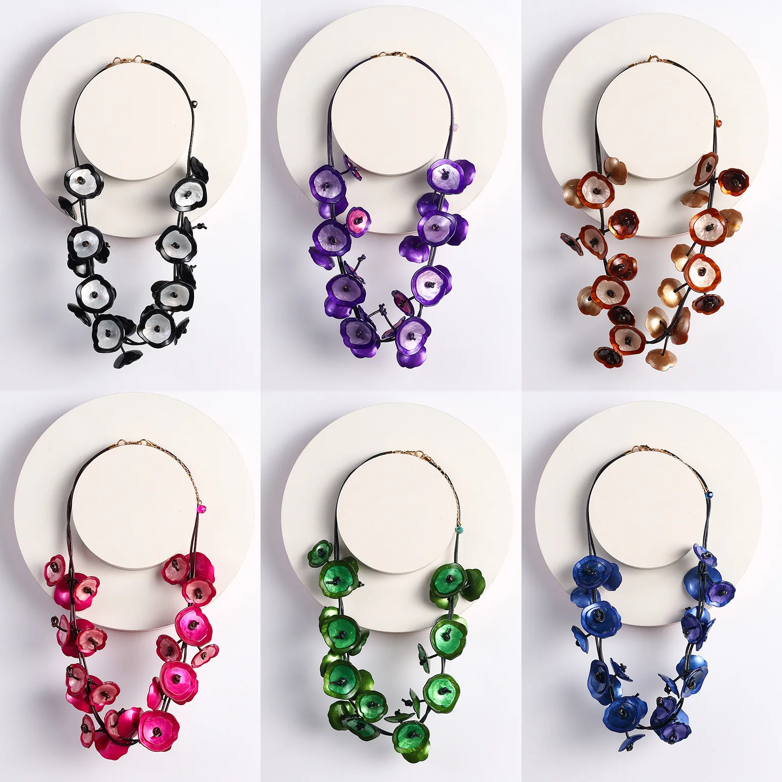 DIY accessories Acrylic knot beach wind commemorative necklace, summer colored grape string necklace, adjustable irregular jewel