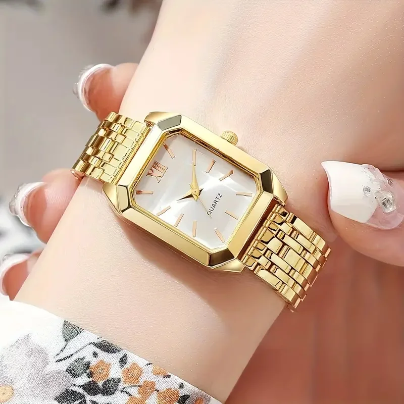 Ladies' Elegant Casual Watch, Unique Rectangular Dial Design Quartz Watch