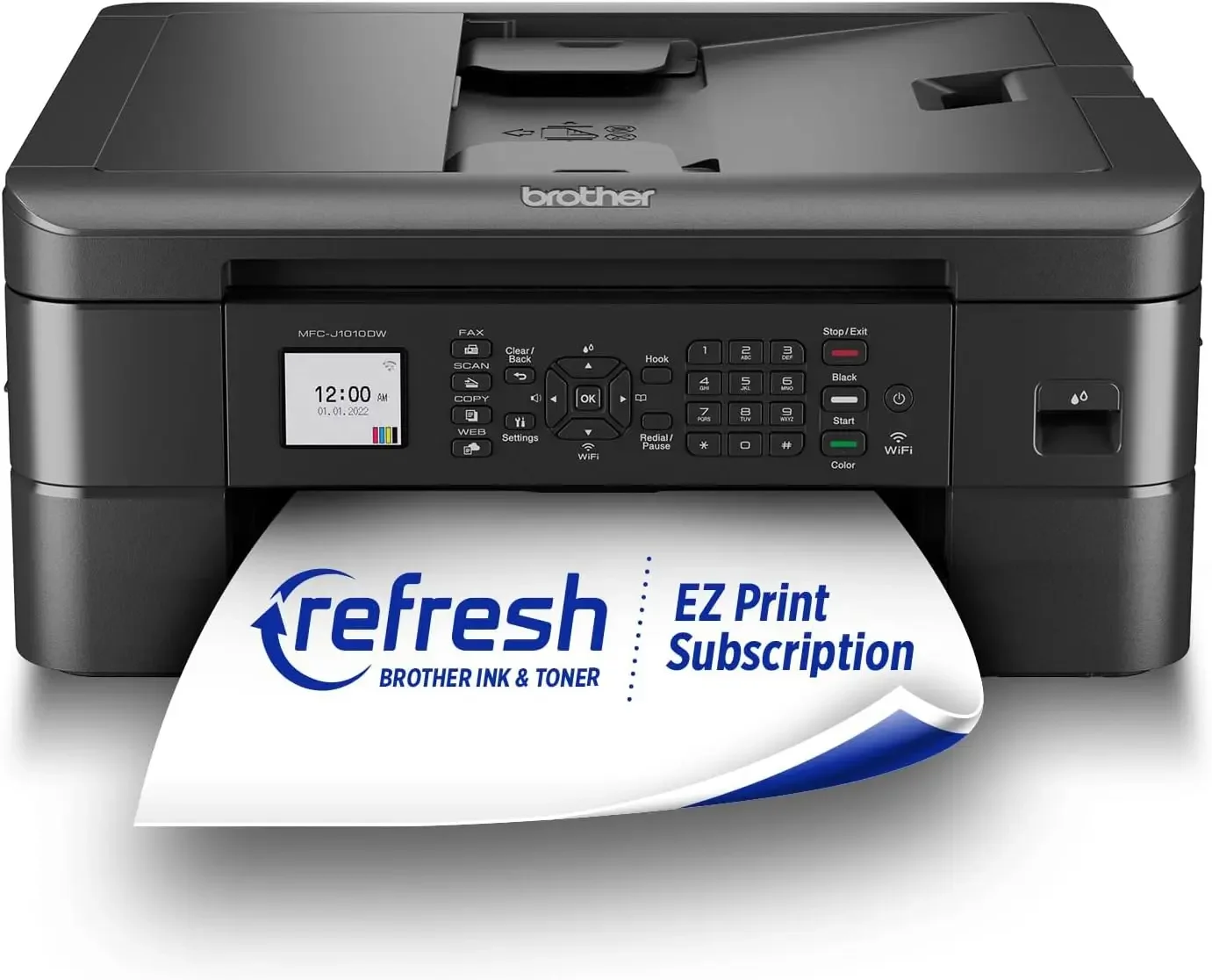 Impresora todo en uno de inyección de tinta inalámbrica en color MFC-J1010DW con dispositivo móvil y impresión dúplex, suscripción y funciona actualizados