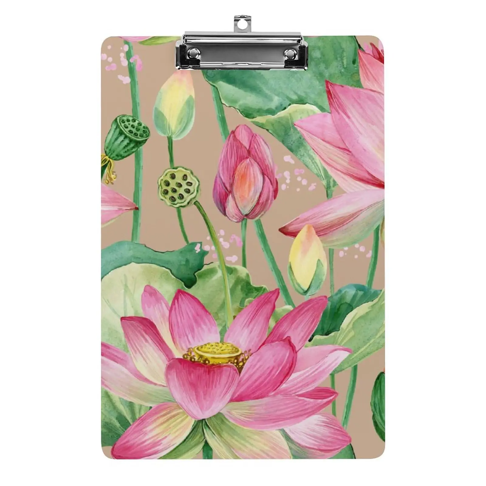 

Lotus Pattern Acrylic Clipboard A4 with Clip Plastic Clipboards for Women Girls Office File Folder Doctors Outdoor Sketching