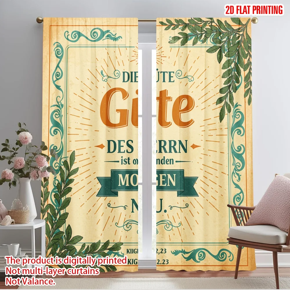 

2pcs 2D flat printing Curtain His Mercy Is New Every Morning Polyester Fabric Without Electricity Seasonal Party & Holiday Decor