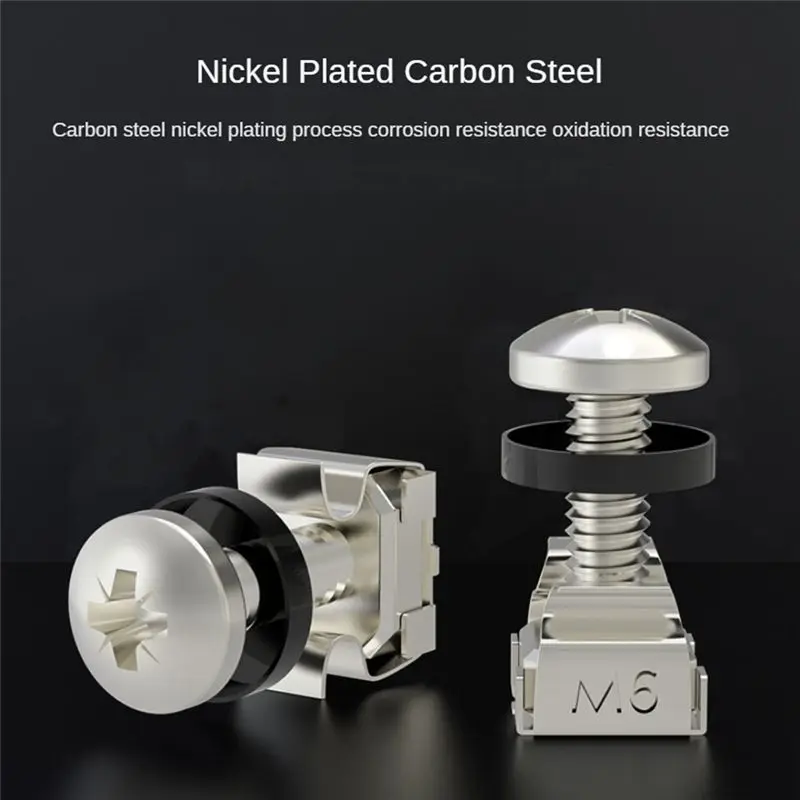 AS94-50Pcs M6x16mm Cabinet Screws Rack Mount Cage Nuts Screw Washers For Server Chassis Distribution Shelves Routers