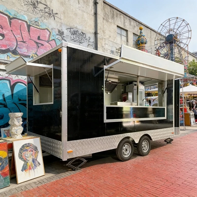 Mobile BBQ Food Truck - Multi-Function Concession Kitchen Snack Coffee Catering Trailer for Sale Europe