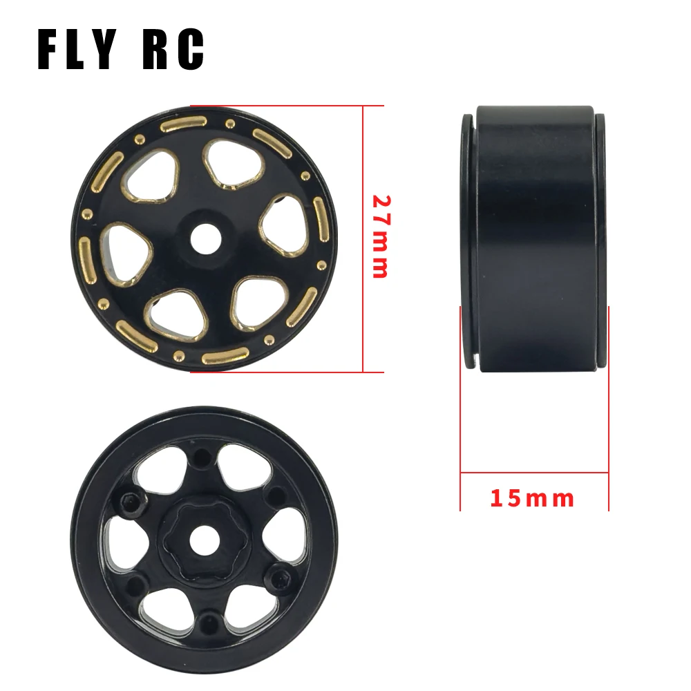 1/24 Axial SCX24 1.0 Black Brass 1:24 Beadlock Wheels Hub Rims for 90081 C10 1/18 TRX4m RC Crawler Car Upgrade Parts