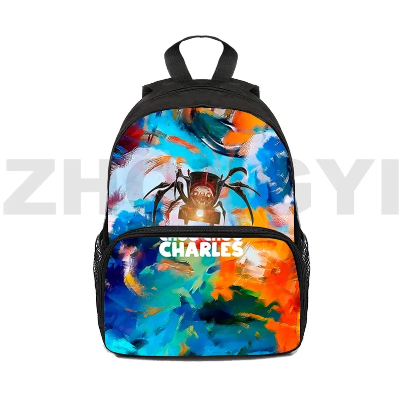 Anime Choo-Choo Charles 3D Backpack Quality Nylon Elementary School Bags 12/16 Inch Retro Style Casual Shoulder Bag Crossbody