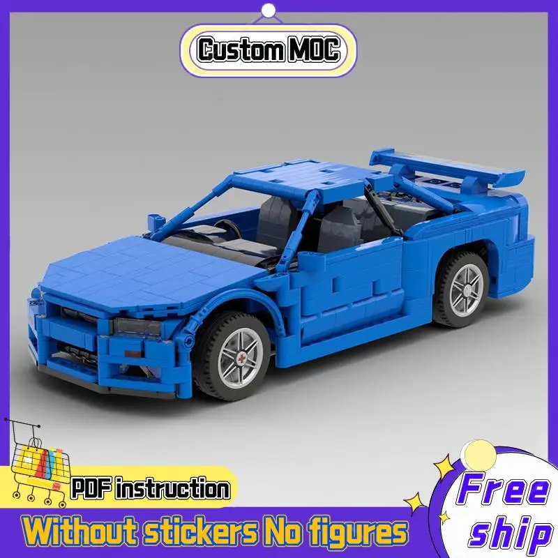 1095PCS MOC 1:15 Scale Nissaning Skyline R34 classic supercar racing model DIY creative ideas TechnologyToy Assembly Puzzle Gift