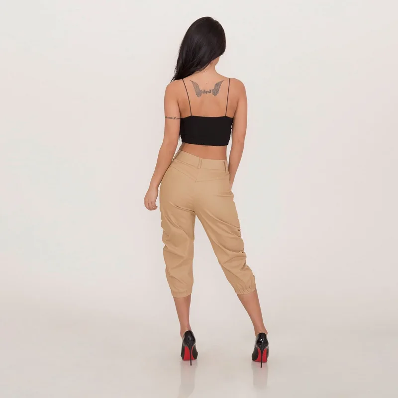 High Waisted Multi Pocket Seven Piece Workwear Women's Pants Thin Loose Showing Leg Length Casual And Cool Single Item