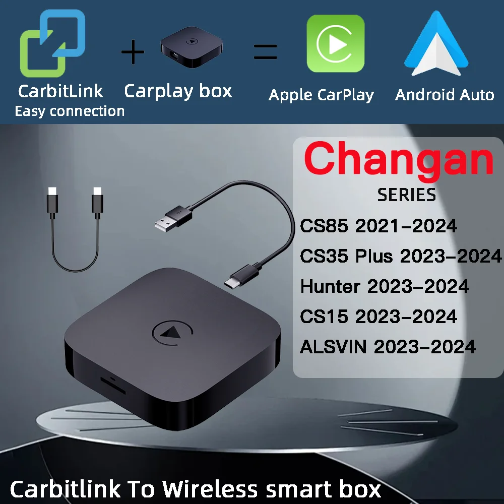

Changan Hunter ALSVIN CS85 CS95 CS15 CS35 Plus carbitlink Easy Connection adapter to Wireless carplay Android auto smart box