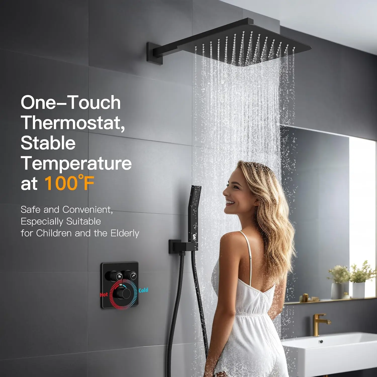 Sr Sun Rise 100℉ Thermostatic Shower System,12