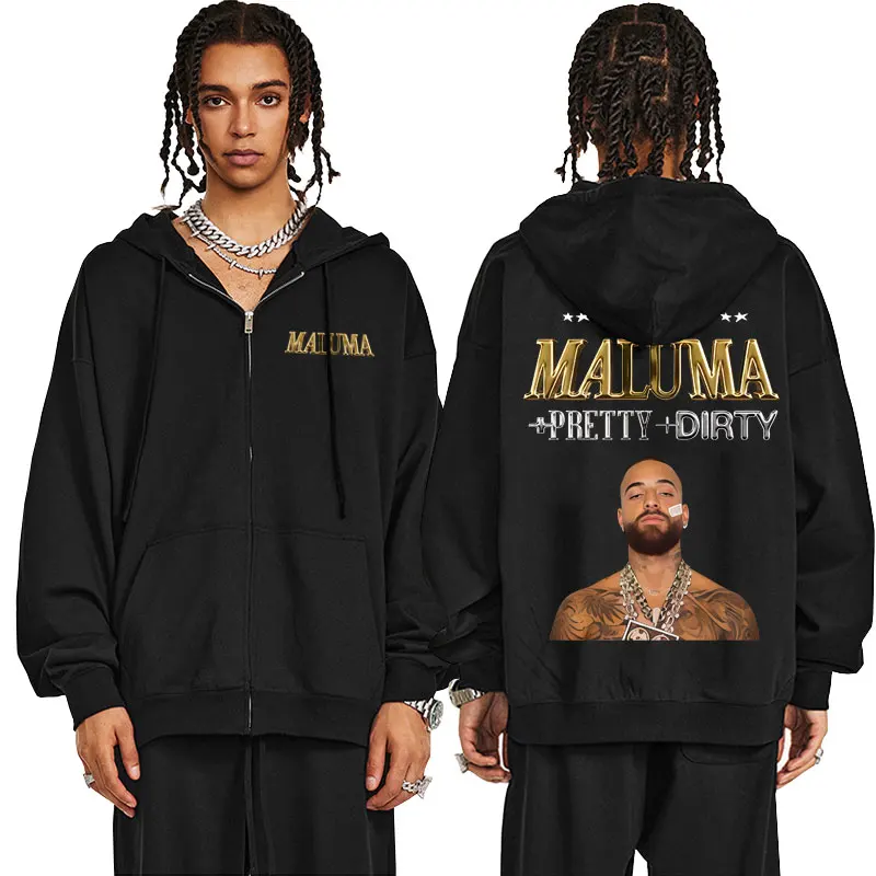 

Rapper Maluma Pretty Dirty Europet Tour 2025 Zipper Hoodie Men Women Hip Hop Fashion Zip Up Sweatshirt Male Casual Zip Up Jacket