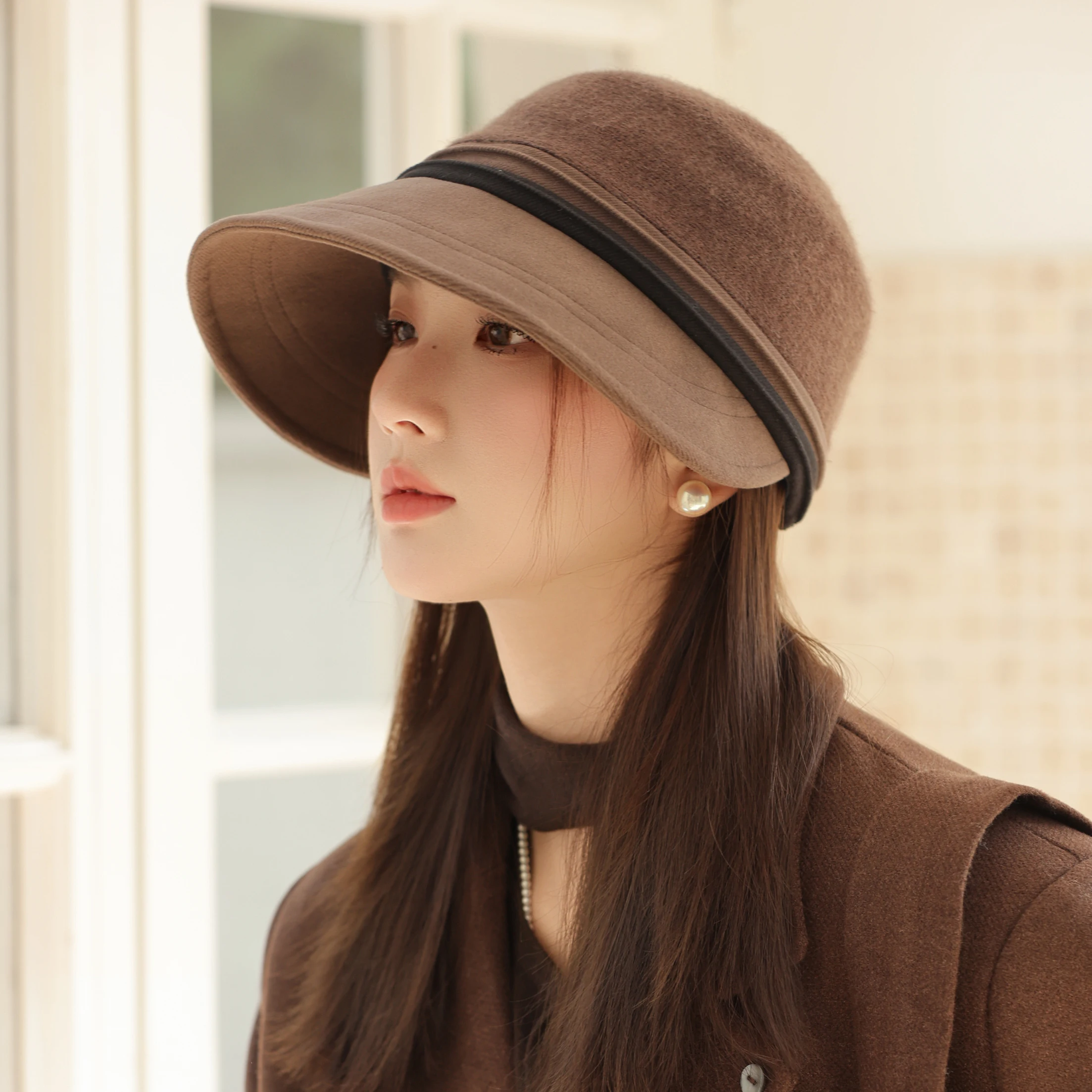 HT5016 Eimer Hut Hohe Qualität Herbst Winter Wolle Hüte für Frauen Damen Packbare Breite Krempe Hut Weibliche Elegante Angeln Eimer Kappe – Detail 9