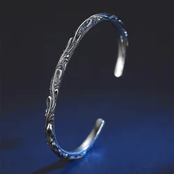 Vintage Vine Plant Carved Flower Bangle Men Women Jewelry Open Trendy Punk Male Bracelet Bangle Winding Wrist Accessories Gift