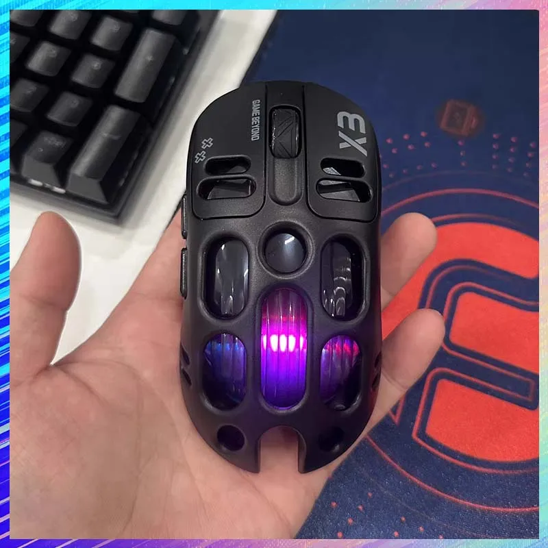 

X3 Gaming Mouse Tri-Mode 2.4G+BT+Wired PAW3311 1KHZ 12000DPI Low Latency RGB Lighting Effects Lightweight E-Sports Office Mouse