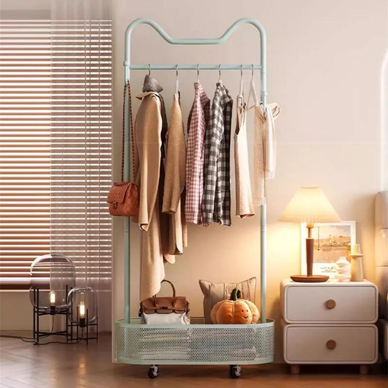 AOLIVIYA Bedroom Standing Coat Rack Floor Hat Hanger Clothing Storage Rack Mobile Cat Ear Shelf