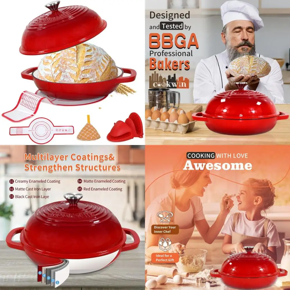 

Эмалированная чугунная голландская духовка, 11 диаметров, 6 литров, идеально подходит для домашнего хлеба, идеально подходит для выпечки на чистой и ремесленного хлеба