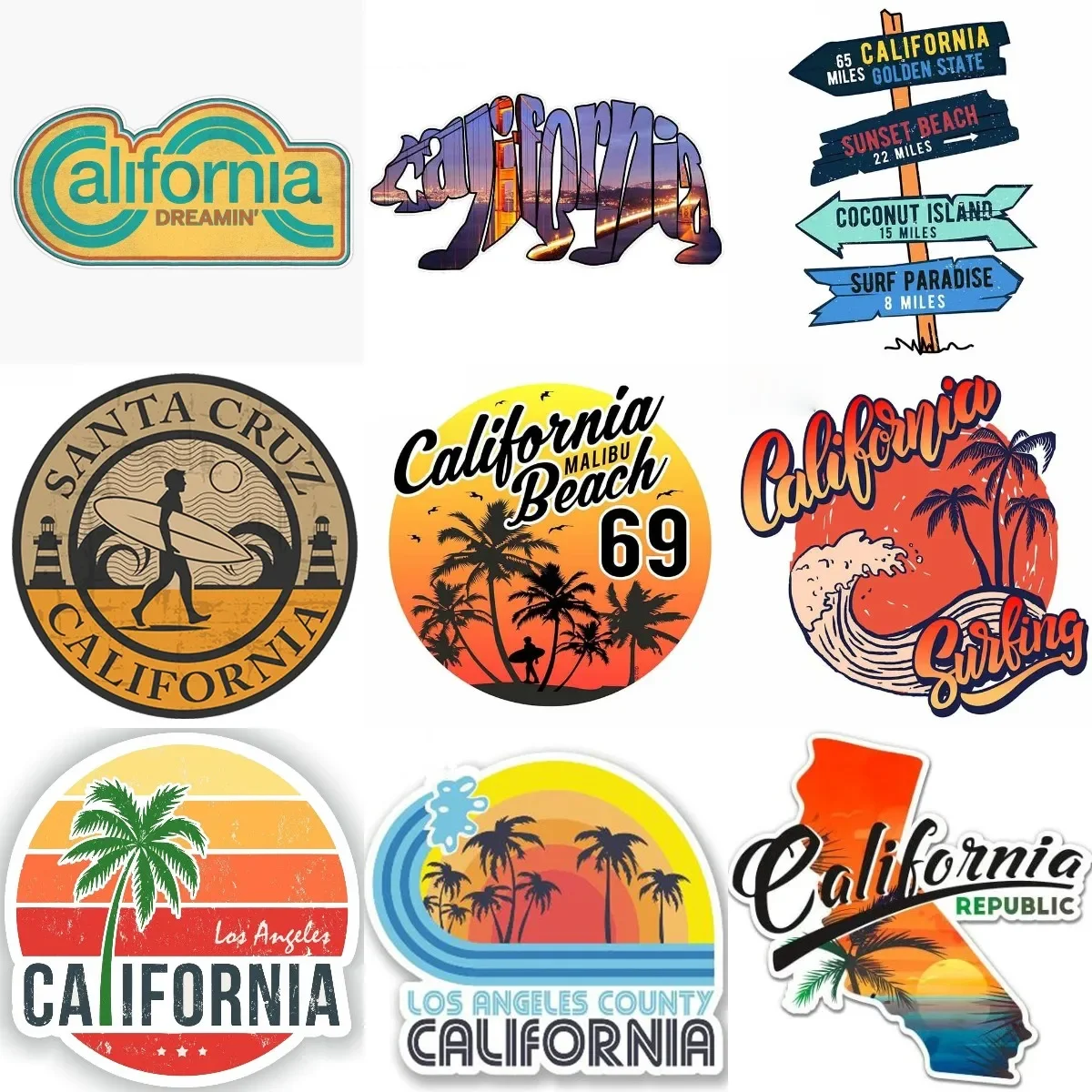 

California Flag Map Creative PVC Accessories Stickers for Decorate Wall Car Truck Helmet Camper Bumper Bicycle Off-road