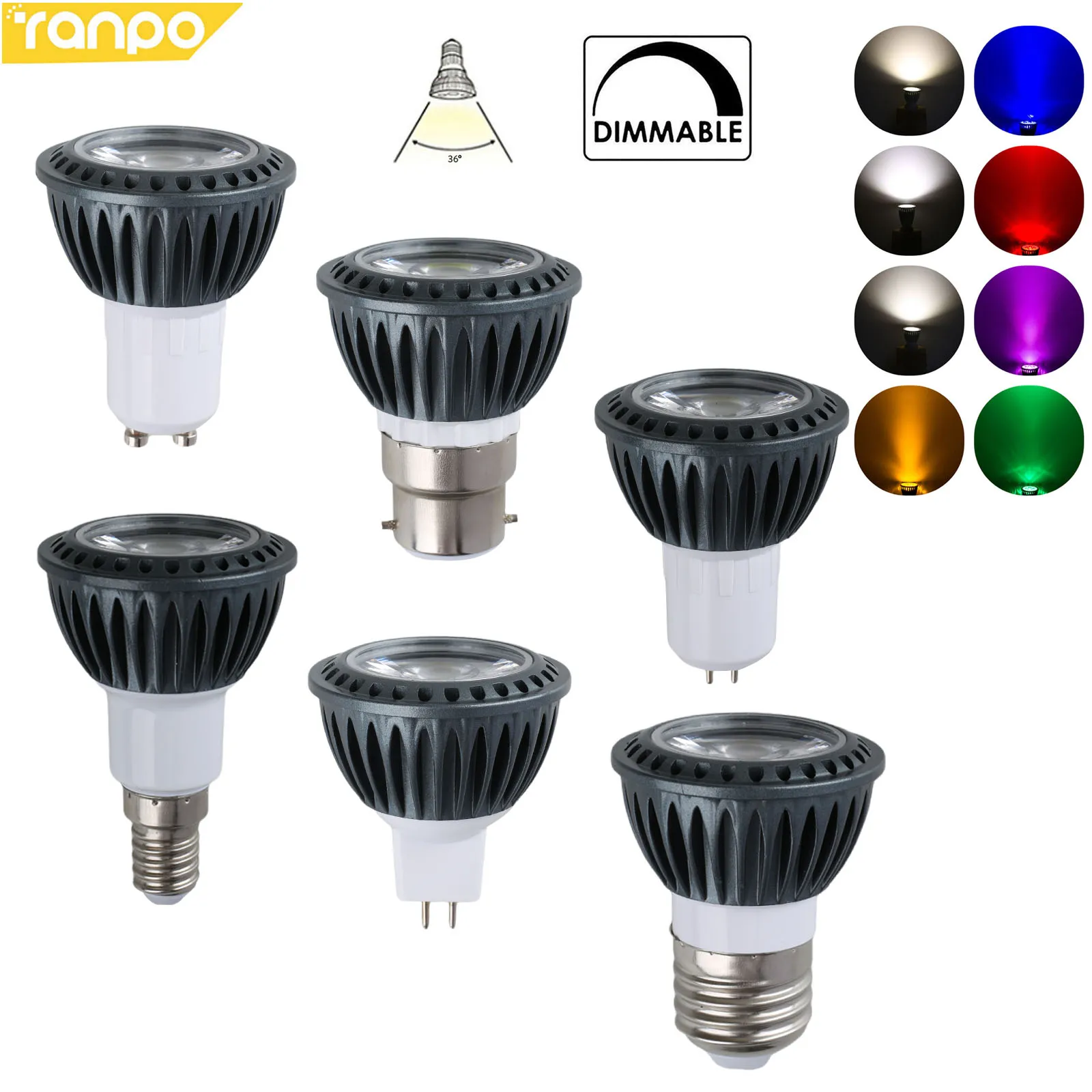 

LED Bulb Spotlight 5W GU10 GU5.3 E27 E14 110V 220V 220V Cold White Nature White 4000k Red Green Blue Yellow Warm Spot Light