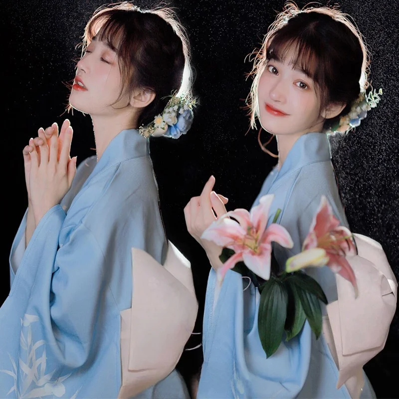

Traditional Japanese Kimono Dr Student Art Photo oot Cherry Blossom Theme Ele Women's Faion Ethnic Costume Stage Wear