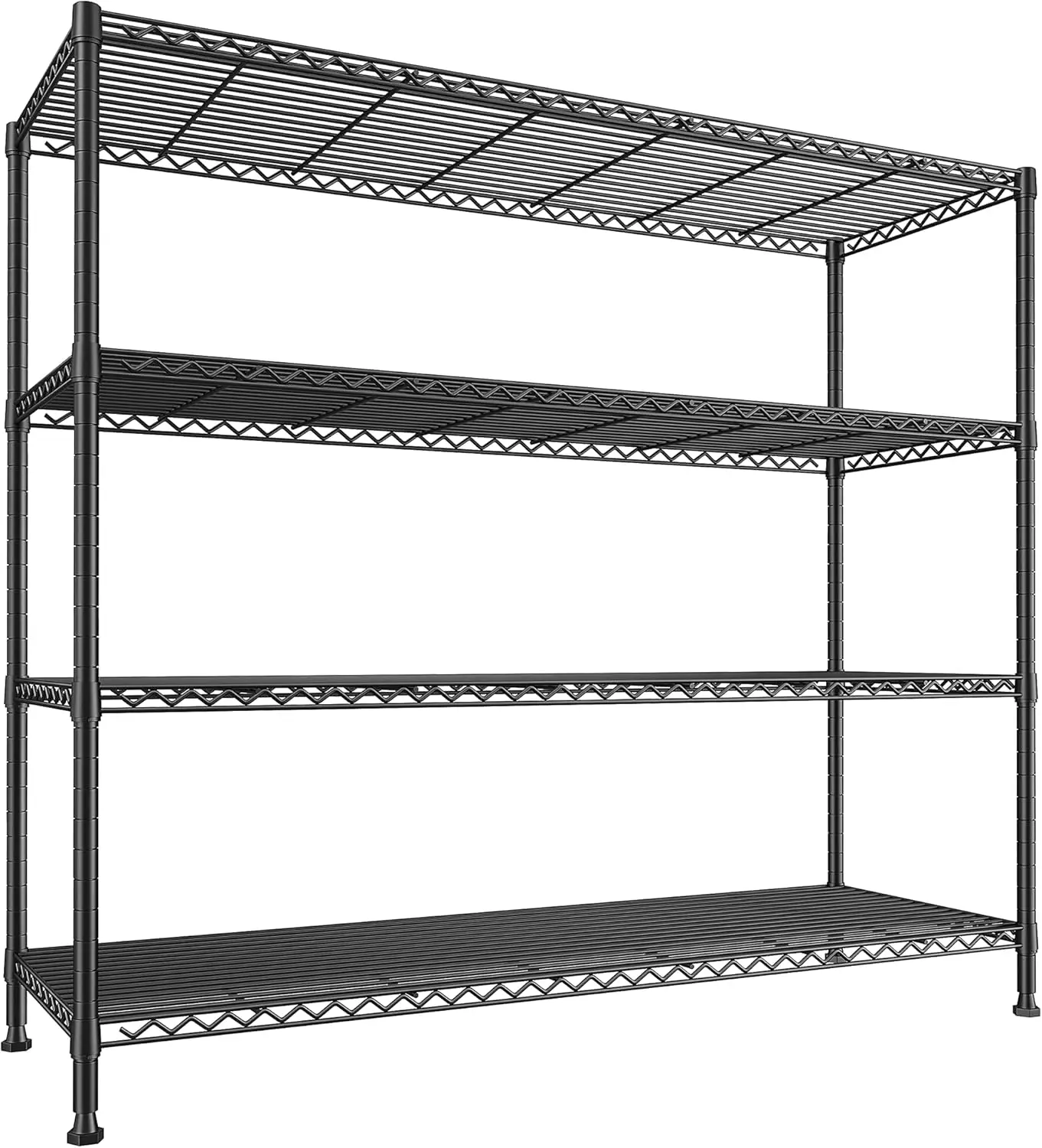 REIBII 45.3”W Wire Shelving Unit, 4 Tier Metal Shelves, Storage Rack for Pantry, Kitchen, 45.3”W x 63”H x 17.7”D