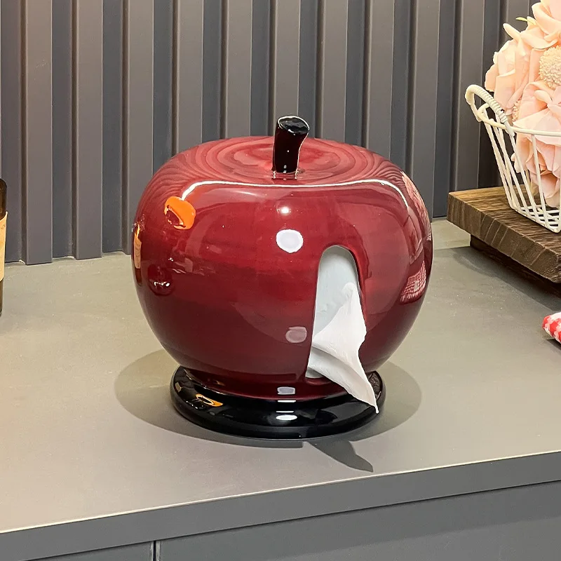 Creative Apple Tissue Box Ceramic Living Room Home Desktop Decoration Ornament Napkin Tissue Box