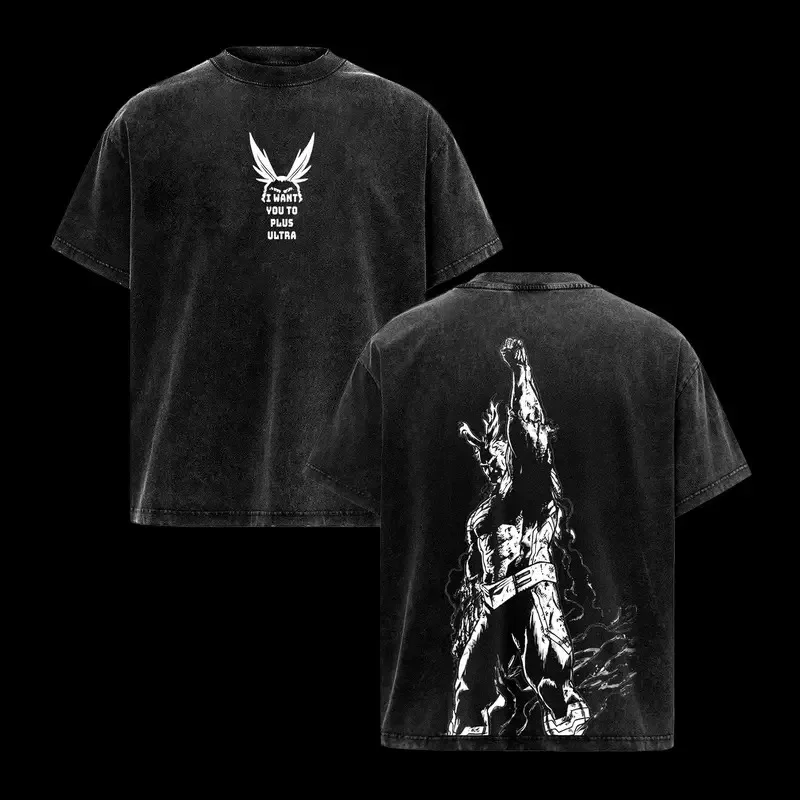 Washed Summer Men's 100% Cotton T Shirt with The Print of My Hero Academia Anime Soft Material  Fashionable Clothing