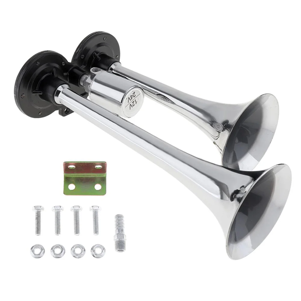 Super Loud 12V/24V 150Db Air Horn Kit,Dual Trumpet Truck Air Horn ,for Trucks/Lorrys/Trains/Cars/Motorcycle