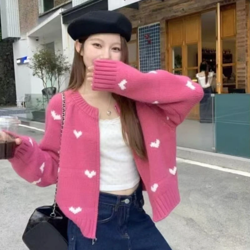 Damen-Cardigans mit Grafik, 2025, trendige Mode, Vintage, neu in Strickwaren, ästhetischer, schicker Jacquard-Strickpullover für Damen mit Reißverschluss
