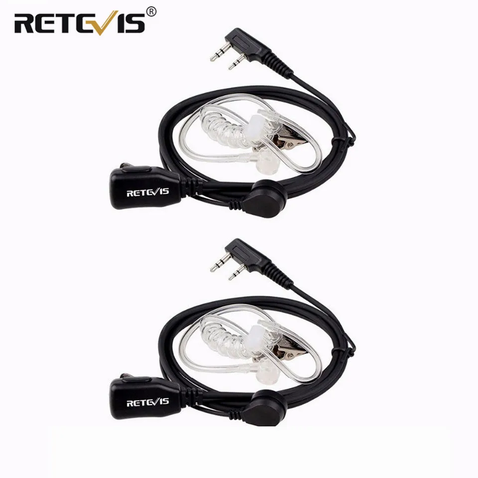 RETEVIS Acoustic Tube PTT Mic 2Pin Headphone Walkie Talkie Headset For Kenwood TYT Baofeng UV-5R for Quansheng UV K5 RT622 Radio