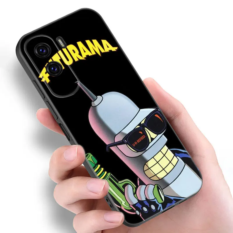 Anime F-Futurama Bender Black Phone Case For Honor 70 90 Lite X40 GT X50 i X5 Plus X6A X6S X7A X8A X8B X6 X7 X8 X9 4G X9A X9B 5G