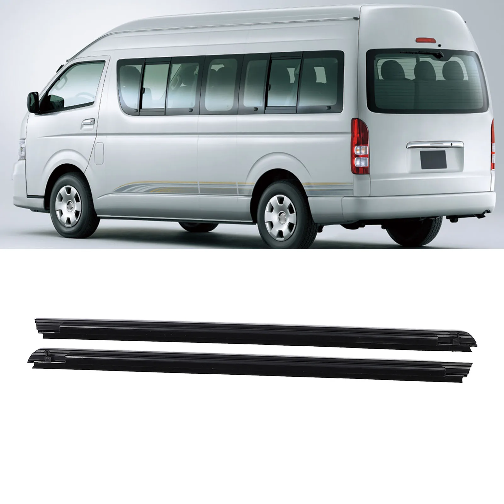 1 Pair Car Door Weatherstrip Trim 68162-26040 Dust Proof Replacement For Hiace Commuter 2005-2018 68162-26040 68161-26040