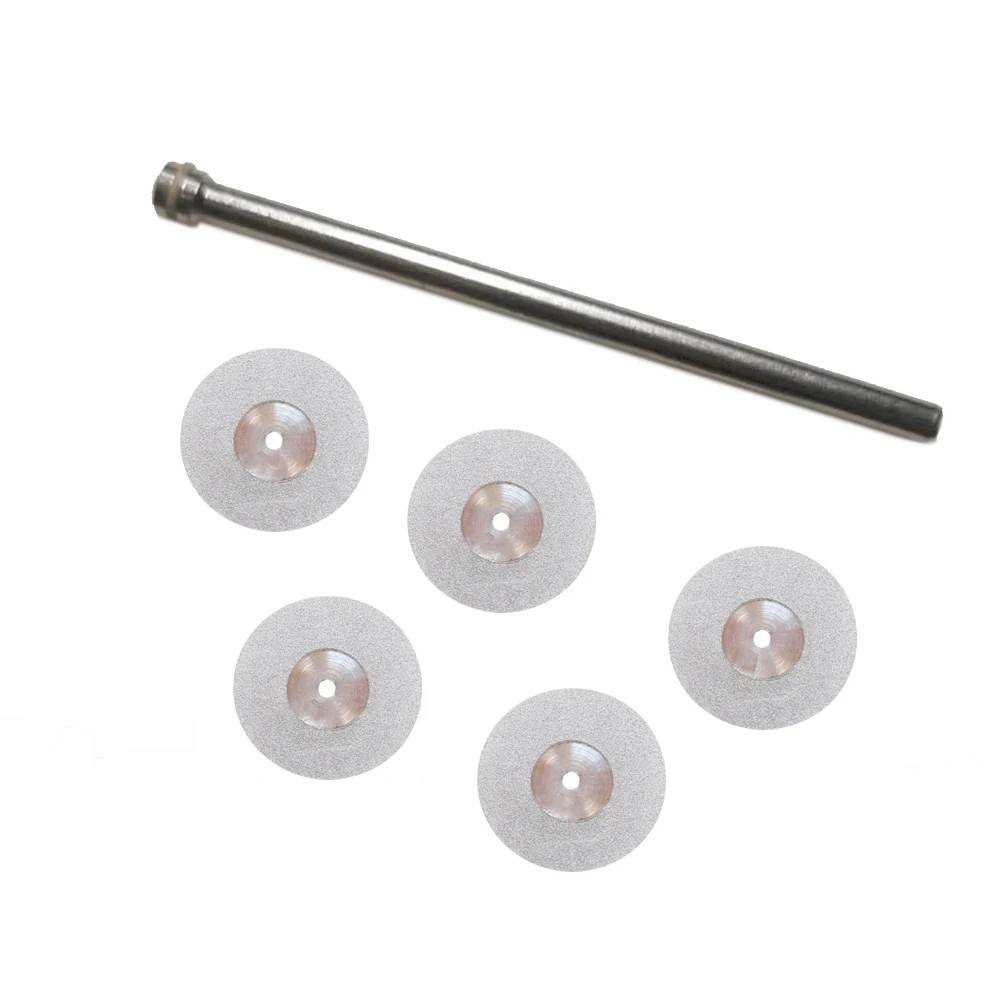 5pcs Dental Ultramicro 6mm 8mm 10mm Diamond Cutting Disc for separating polishing ceramic crown plaster or jade with 1 mandrels