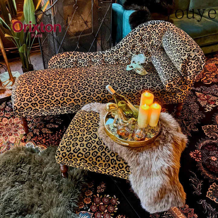 leopard print fabric sofa princess chair single recliner wild retro style living room furniture French small apartment