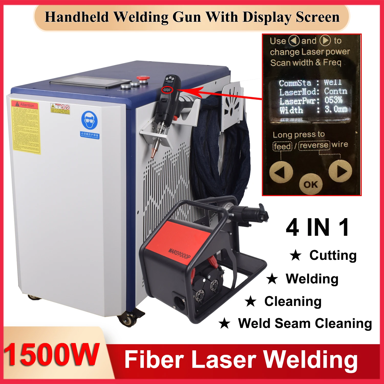 RECI 1500W Fiber Laser Welding Machine 4 in 1 Laser Welding Cleaning Cutting Machine Handheld Laser Welder for All Metal